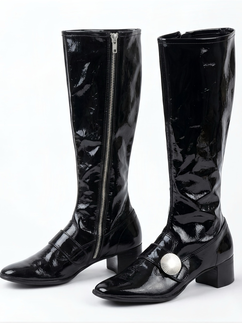 Vintage 1970s Black Patent Go-Go Boots - Size 9 - Picture 9 of 16